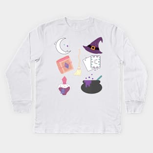 in the world full of princesses be a witch sticker pack Kids Long Sleeve T-Shirt